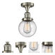 Franklin Restoration Beacon 1 Light 6 inch Brushed Satin Nickel Semi-Flush Mount Ceiling Light in Seedy Glass, Franklin Restoration