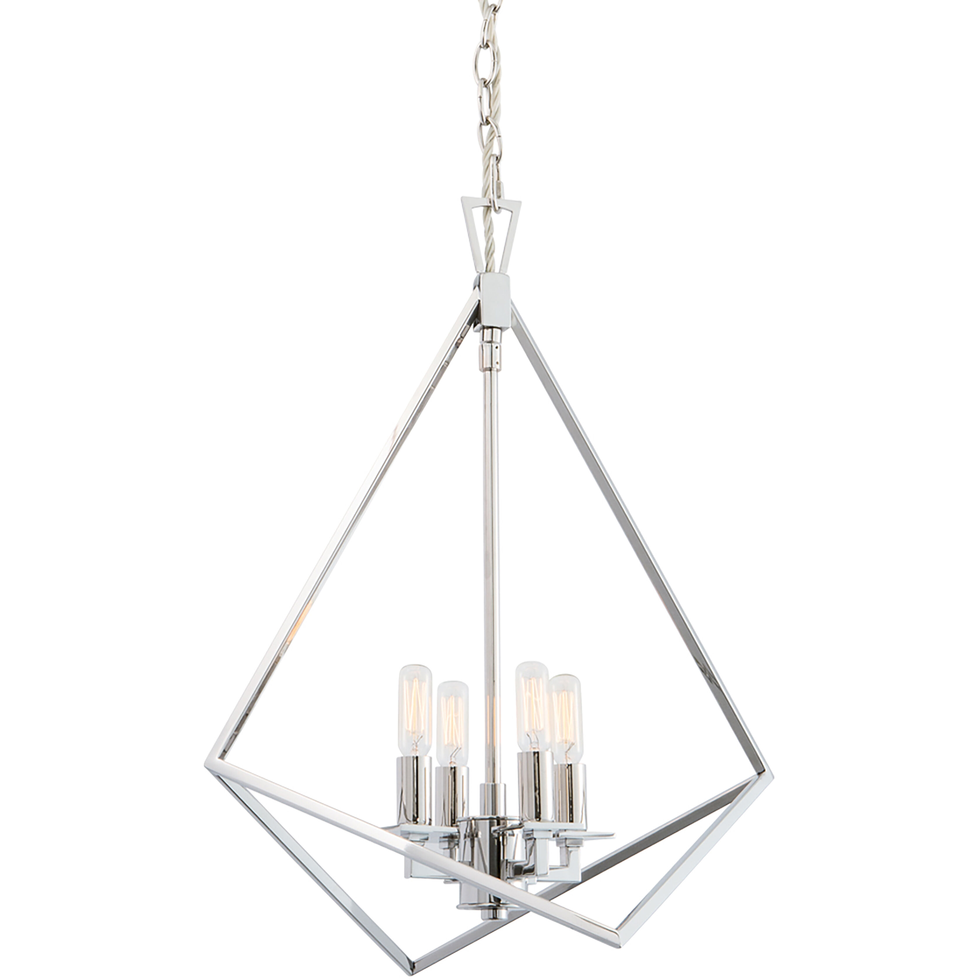 Trapezoid Cage 4 Light 18 inch Polished Nickel Chandelier Ceiling Light