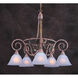 Tuscany 5 Light Weathered White with Patina and White Chandelier Ceiling Light