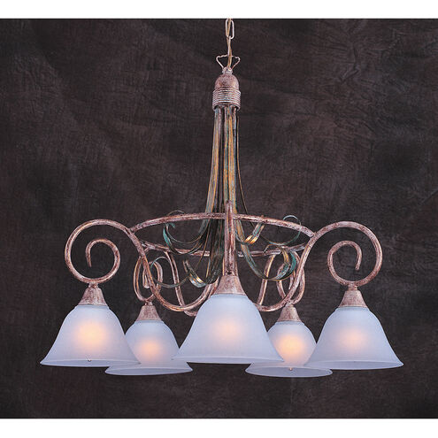 Tuscany 5 Light Weathered White with Patina and White Chandelier Ceiling Light