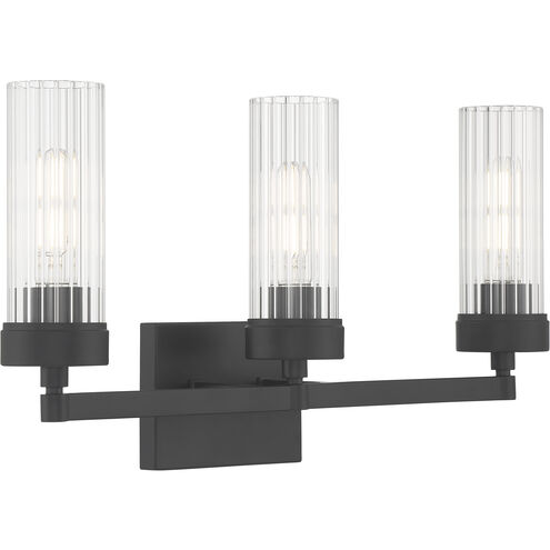 Lida 3 Light 21 inch Matte Black with Clear Vanity Light Wall Light
