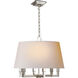 Chapman & Myers Square Tube 6 Light 24 inch Polished Nickel Hanging Shade Ceiling Light in Natural Paper