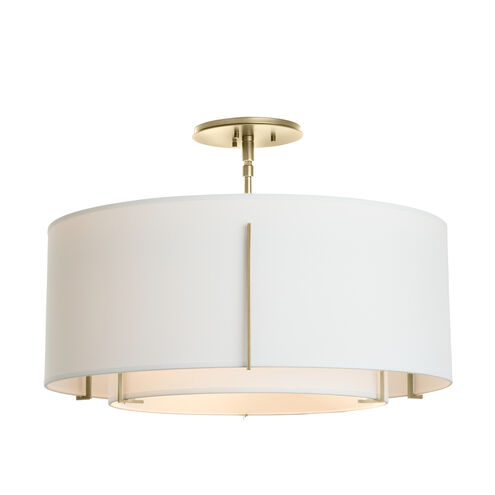 Exos 3 Light 22.9 inch Modern Brass Semi-Flush Ceiling Light in Natural Anna