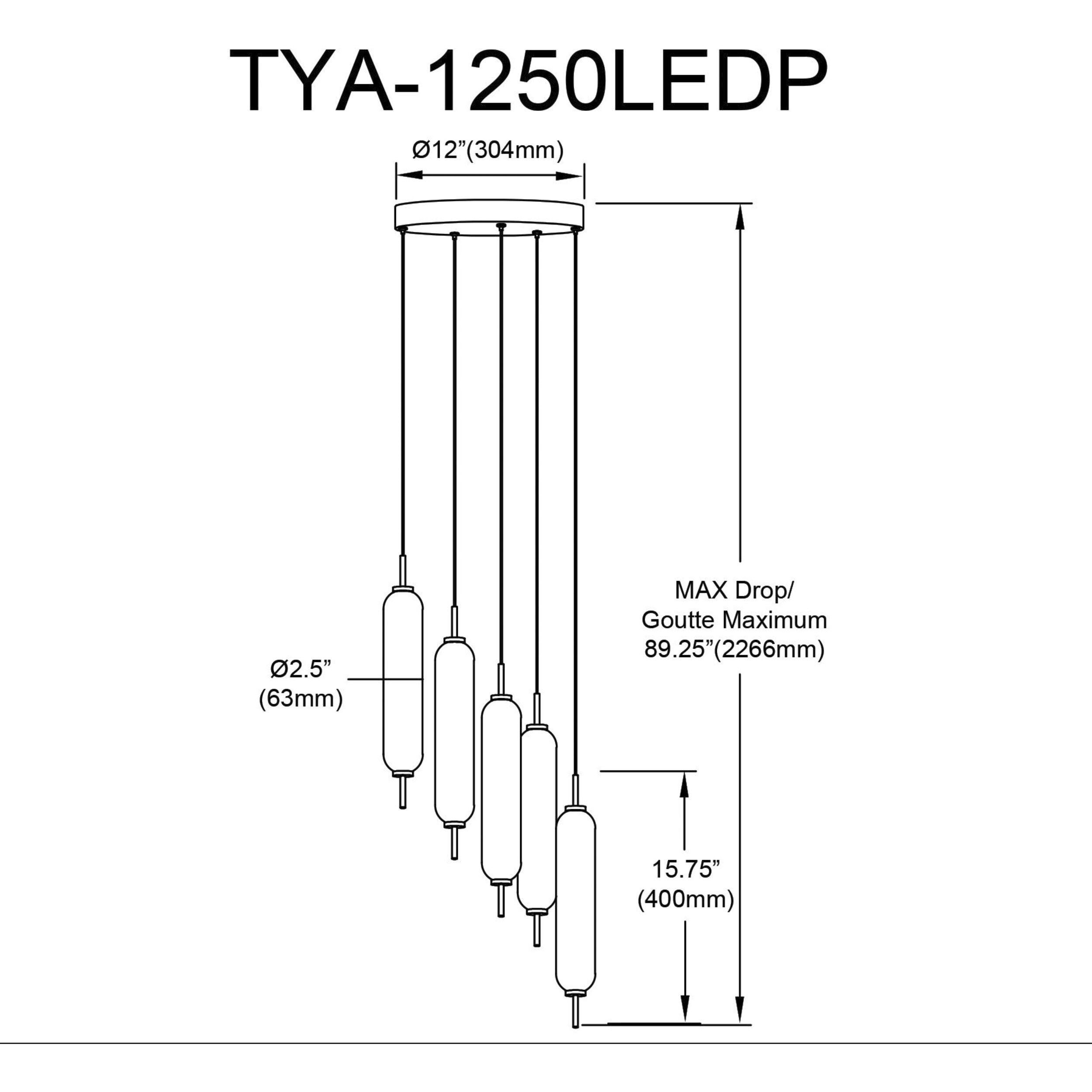 Typha LED 12 inch Polished Chrome Multi Pendant Ceiling Light