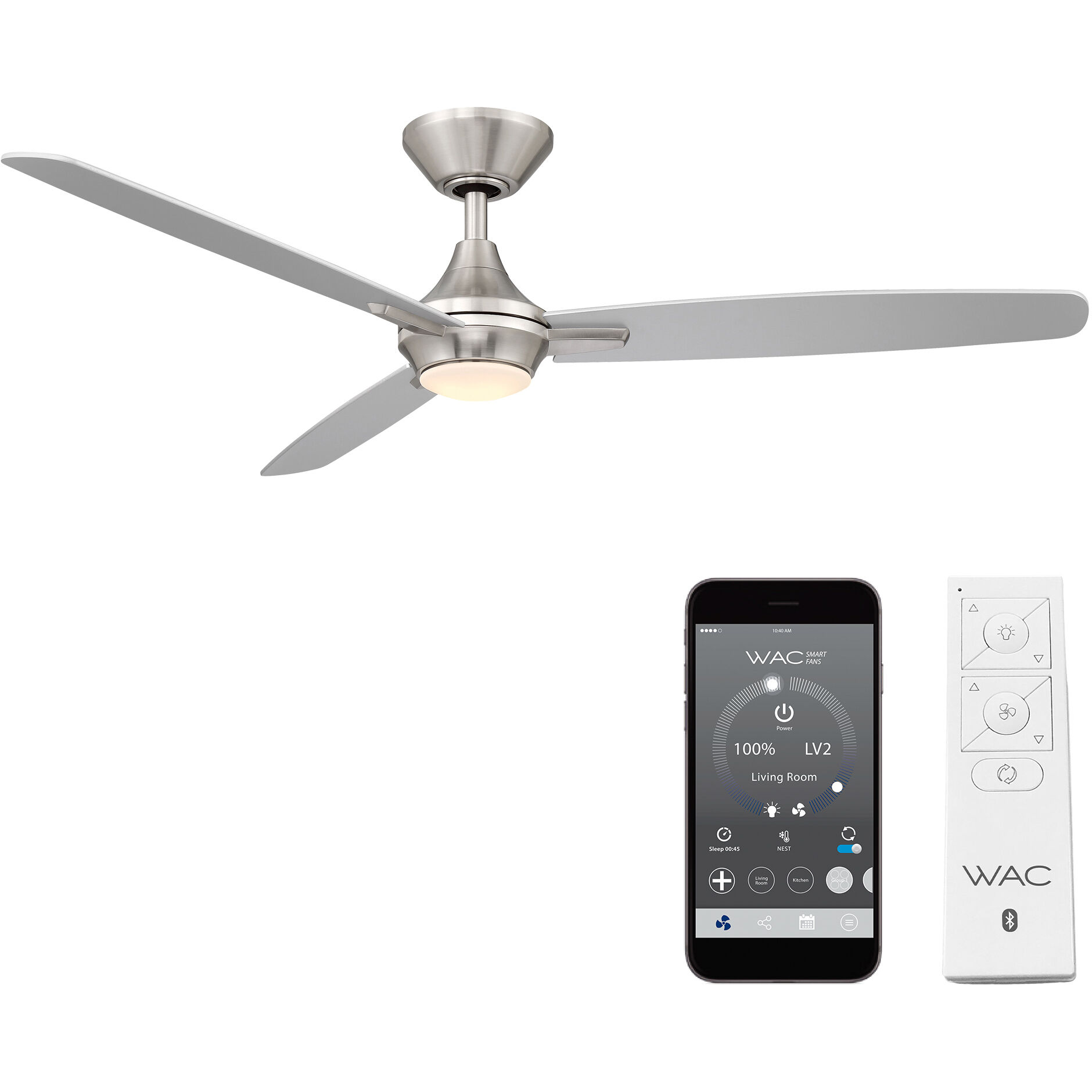 Blitzen 54 inch Brushed Nickel Downrod Ceiling Fans, Smart Fan