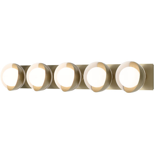 Brooklyn 5 Light 38 inch Modern Brass and White Straight Bath Sconce Wall Light in Modern Brass/White