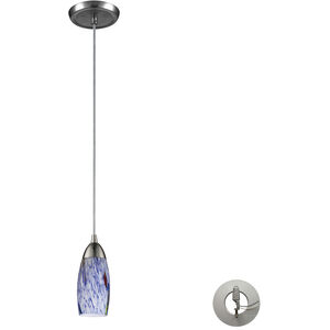 Milan 1 Light 3 inch Satin Nickel with Starburst Blue Mini Pendant Ceiling Light in Starburst Blue Glass