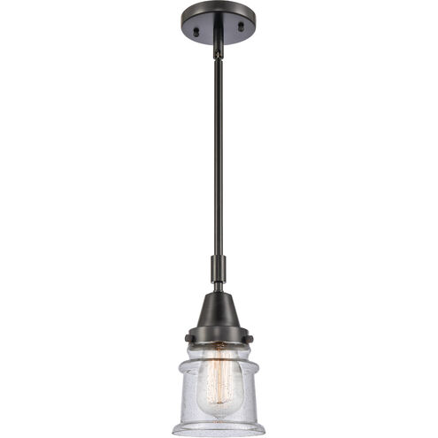 Franklin Restoration Small Canton LED 6.5 inch Matte Black Mini Pendant Ceiling Light in Seedy Glass