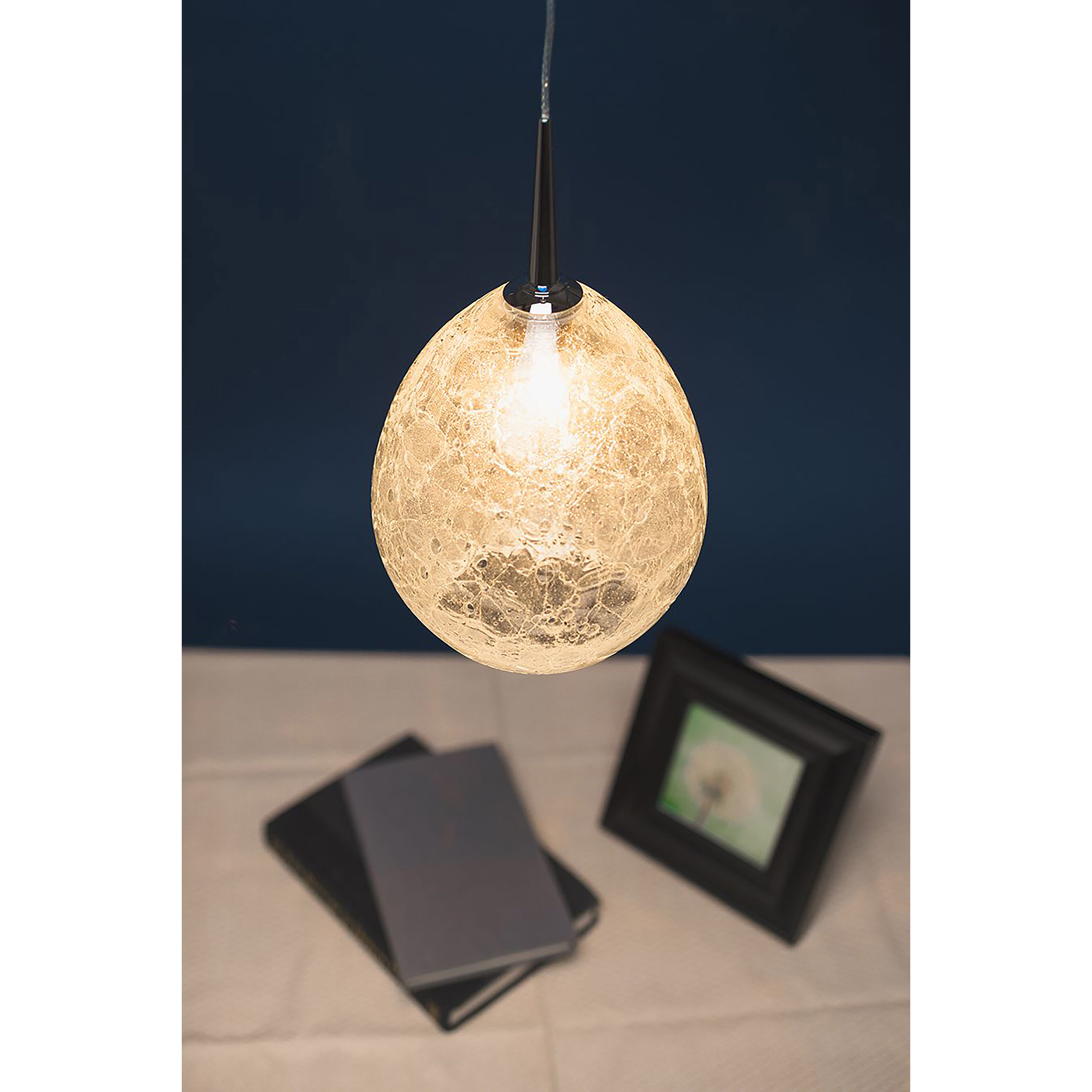 Vibe 1 Light 5.5 inch Matte Chrome Pendant Ceiling Light in Glacier Glass