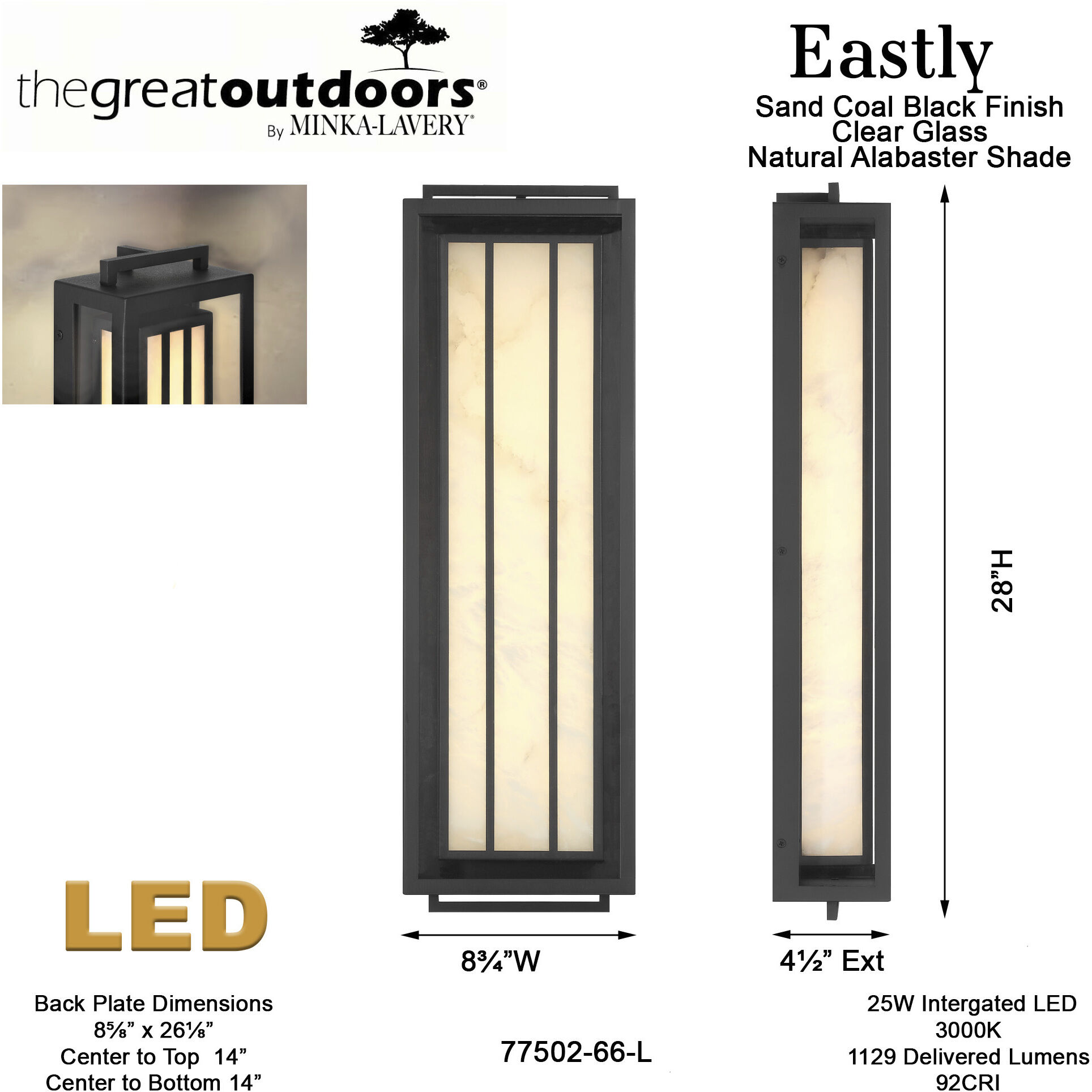 Eastly Outdoor Wall Sconce in Sand Coal, Great Outdoors