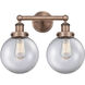Beacon 2 Light 15.5 inch Antique Copper Bath Vanity Light Wall Light in Clear