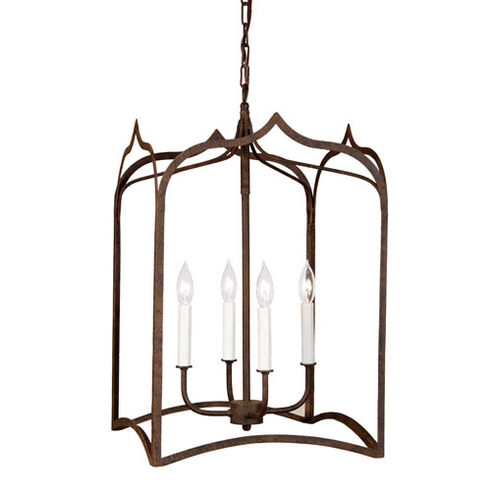 Gothic 4 Light 15 inch Rust Foyer Lantern Ceiling Light