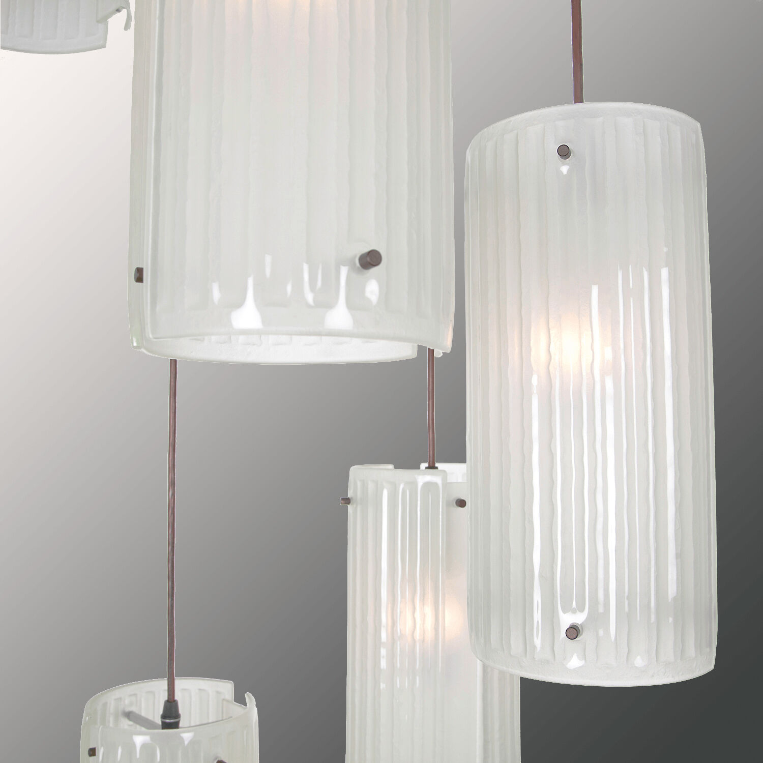 Textured Glass 5 Light 19.8 inch Beige Silver Chandelier Ceiling Light, Round Multi-Port