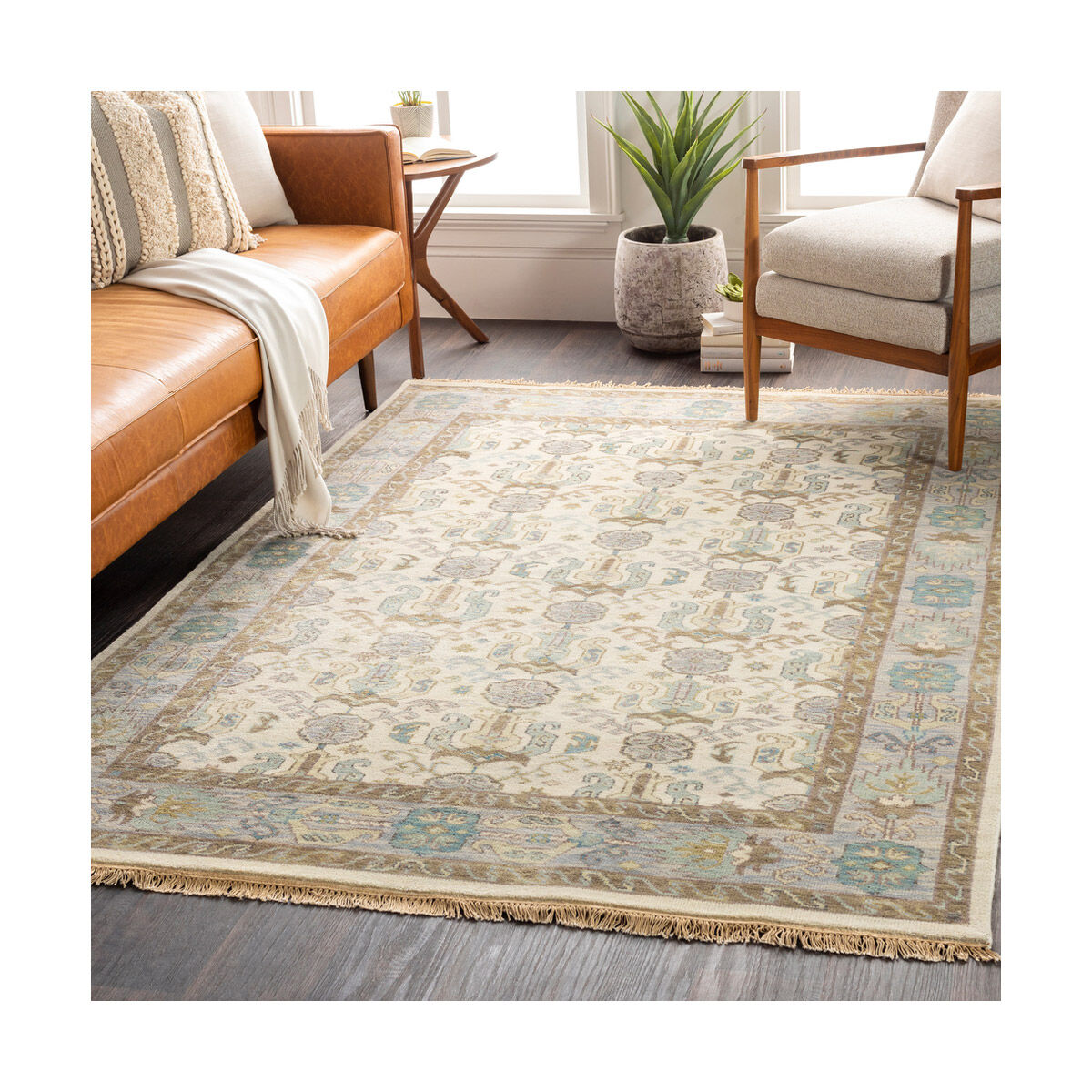 Douglas 36 X 24 inch Ivory/Denim/Olive/Teal/Moss/Mauve Rugs, Wool