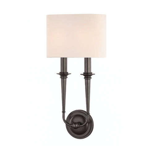 Lourdes 2 Light 10 inch Old Bronze ADA Wall Sconce Wall Light, Off-White Linen