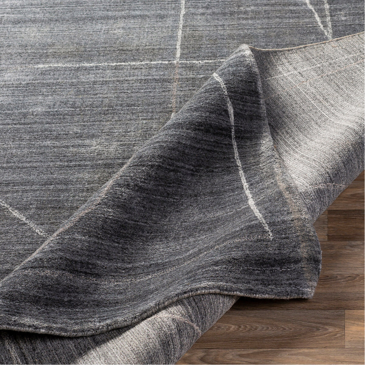 Costilla 108 X 72 inch Gray and Charcoal Tones with White Rug, 6ft x 9ft