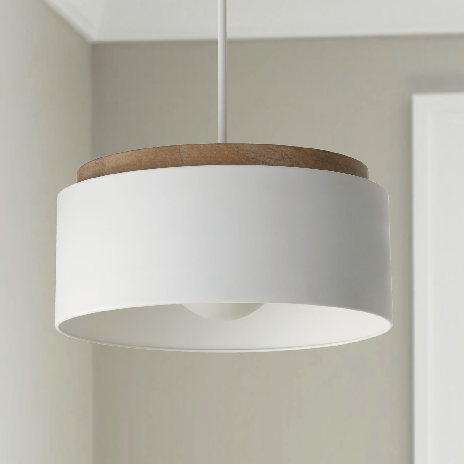 Liam 1 Light 18 inch Light Wood and White Pendant Ceiling Light