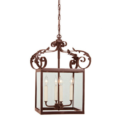 Scroll 4 Light 14 inch Rust Foyer Lantern Ceiling Light