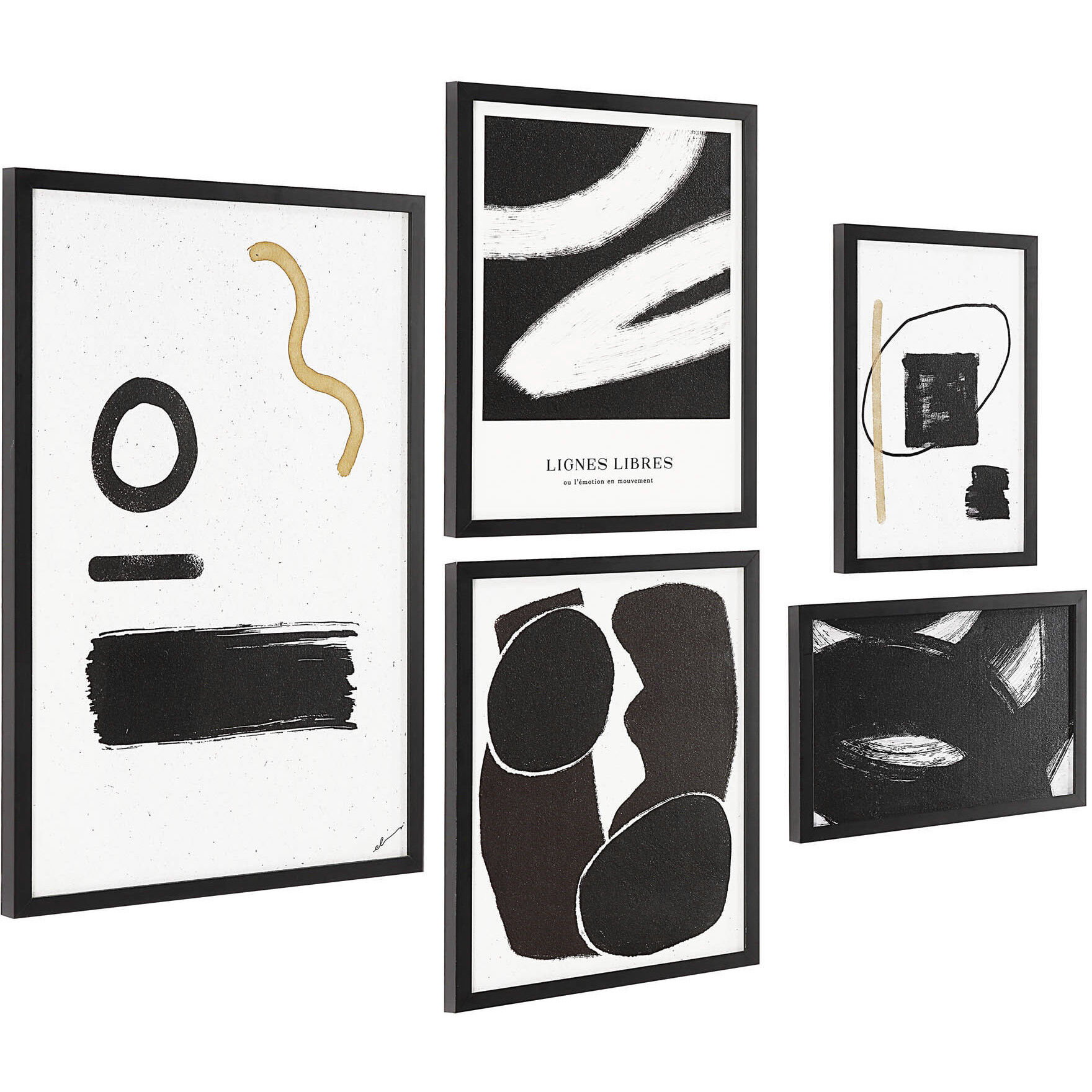Carife Black/White Wall Art, 5 Piece