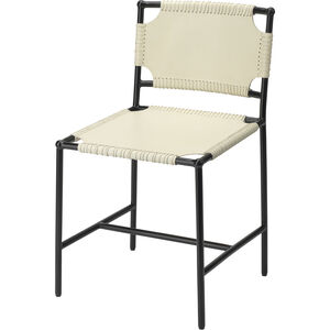 Asher Off White Leather & Black Forged Iron Dining Chair