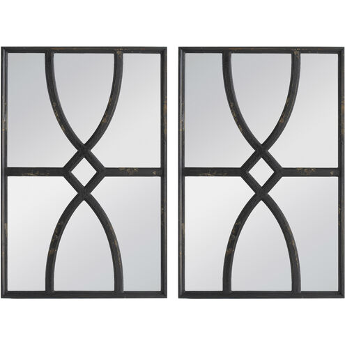 Rectangular Carved 23.6 X 15.7 inch Antique Black Wall Mirror, Set of 2