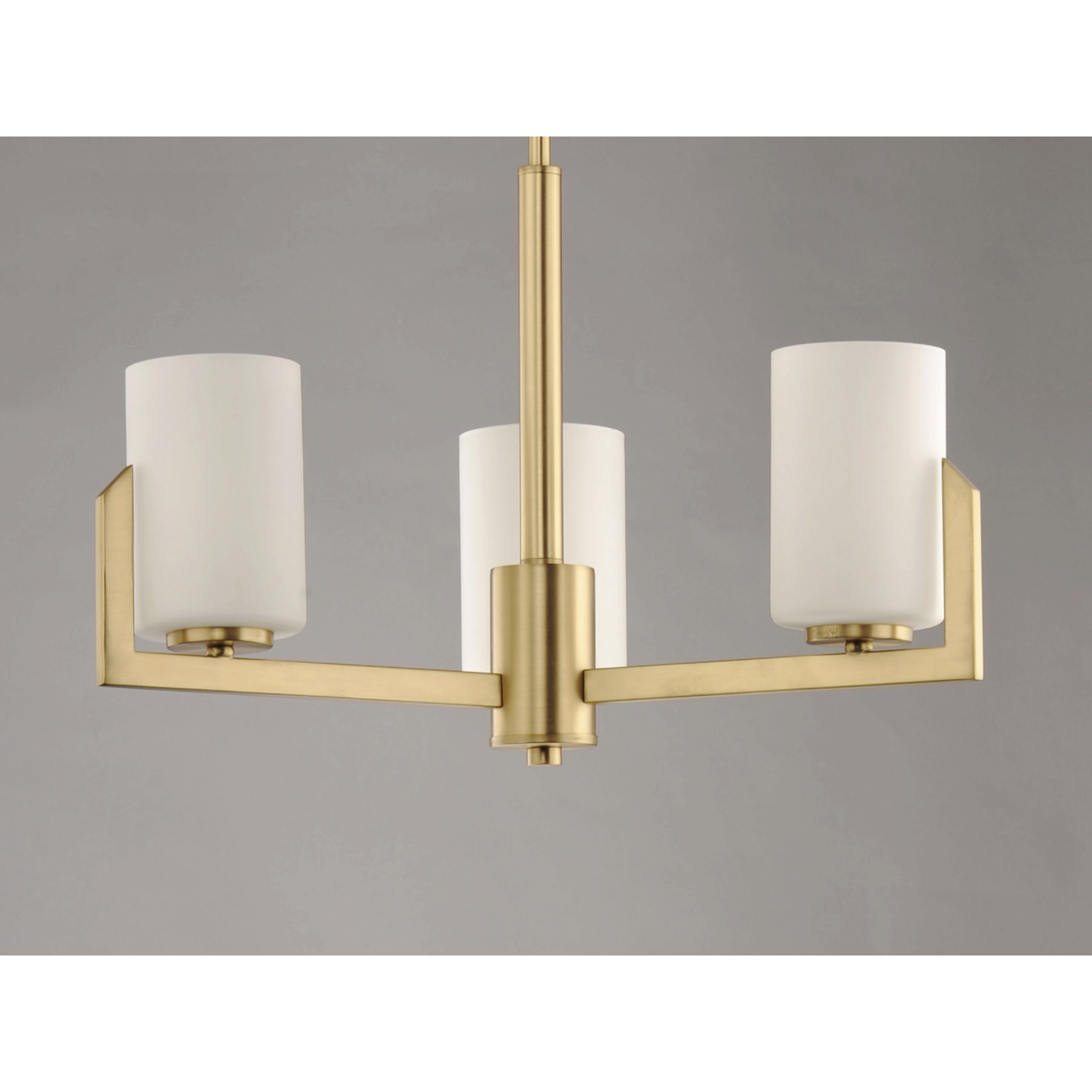Dart 3 Light 22.25 inch Satin Brass Chandelier Ceiling Light