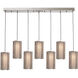 Uptown Mesh LED Beige Silver Linear Pendant Ceiling Light in 3000K LED, Exposed Bulb, Metallic Beige Silver, Rod, Multi-Port