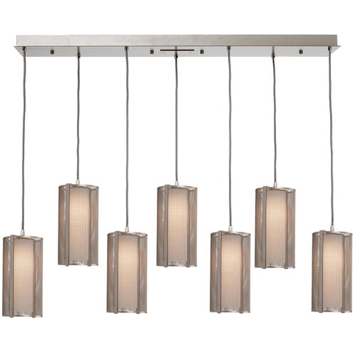 Uptown Mesh LED Gilded Brass Linear Pendant Ceiling Light in 3000K LED, Adjustable Cord, Frosted, Multi-Port
