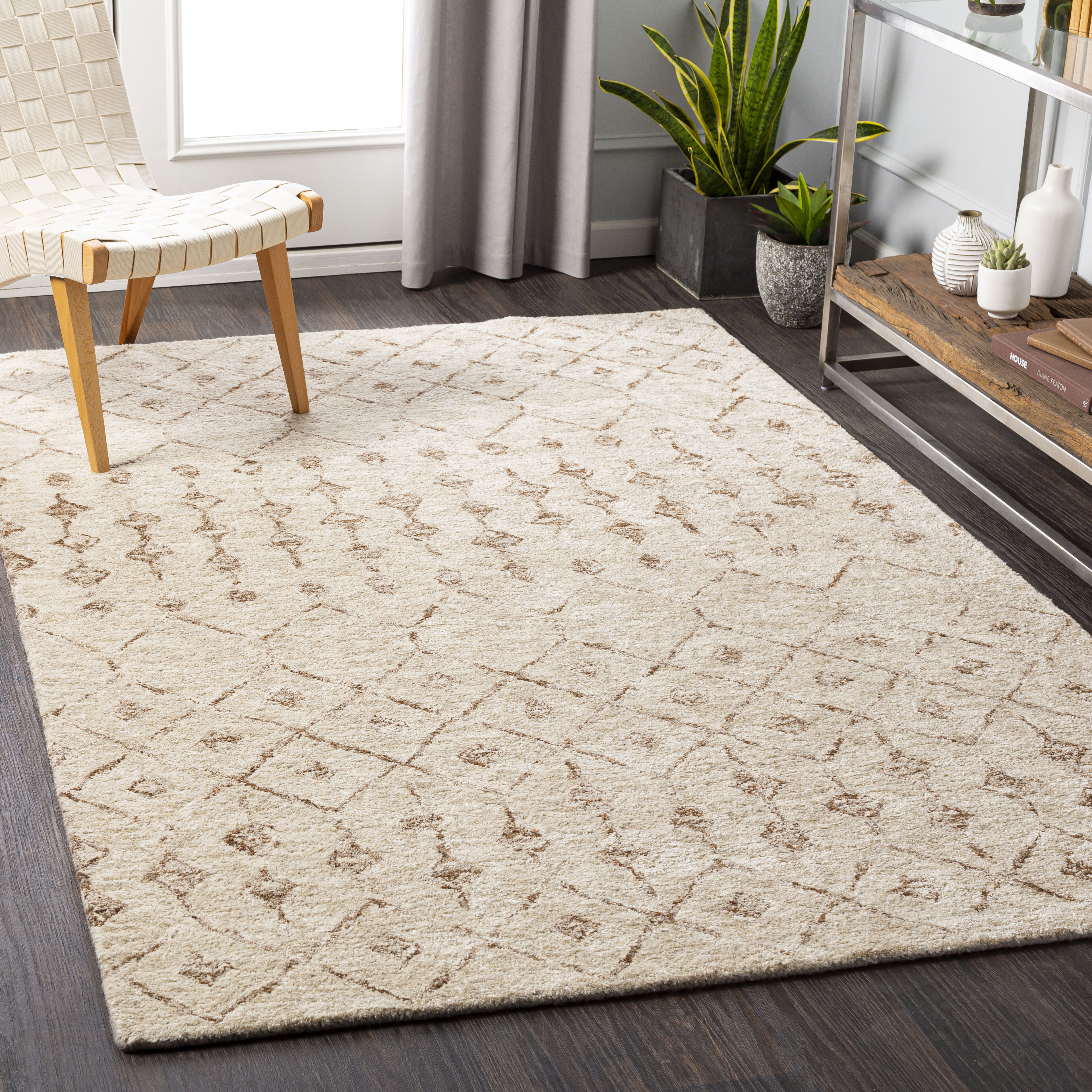 Falcon 72 X 48 inch Light Beige Rug in 4 X 6, Rectangle