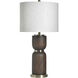 Hudson Wood 30.75 inch 100 watt Walnut and Gold and Cream Table Lamp Portable Light