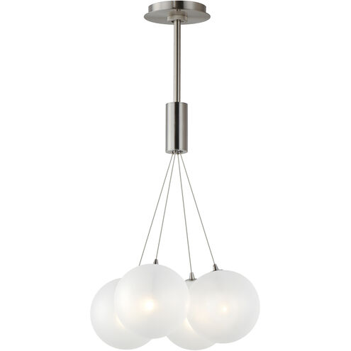 Burst LED 17 inch Satin Nickel Multi-Light Pendant Ceiling Light in Translucent Frost