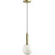 Tara 1 Light 6 inch Aged Brass with White Pendant Ceiling Light