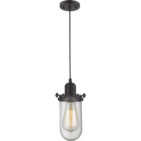 Austere Centri 1 Light 5 inch Matte Black Mini Pendant Ceiling Light in Incandescent, Clear Glass, Austere