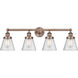 Cone 4 Light 33.5 inch Antique Copper Bath Vanity Light Wall Light in Seedy