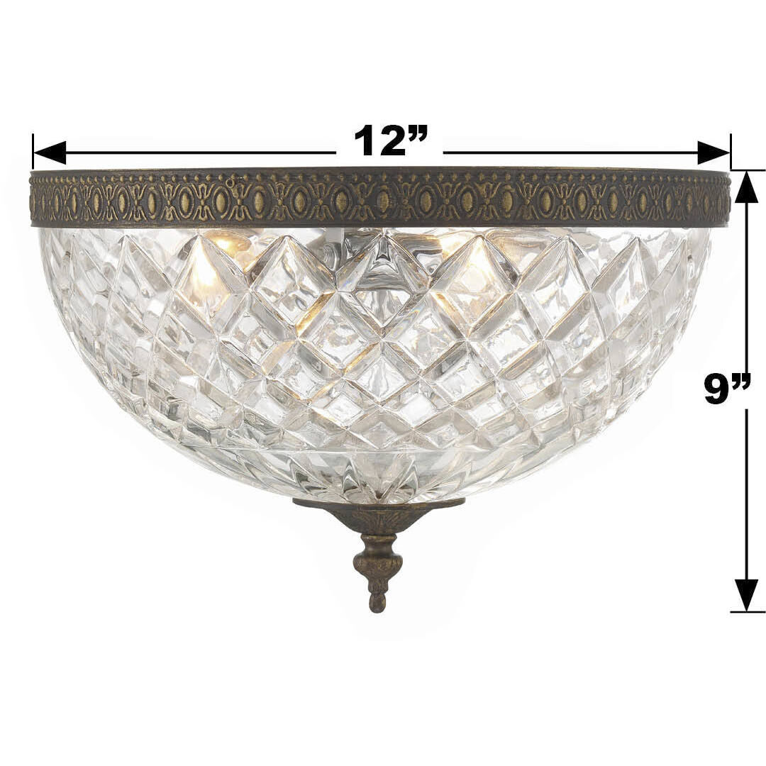 Radley 3 Light 12 inch English Bronze Flush Ceiling Light