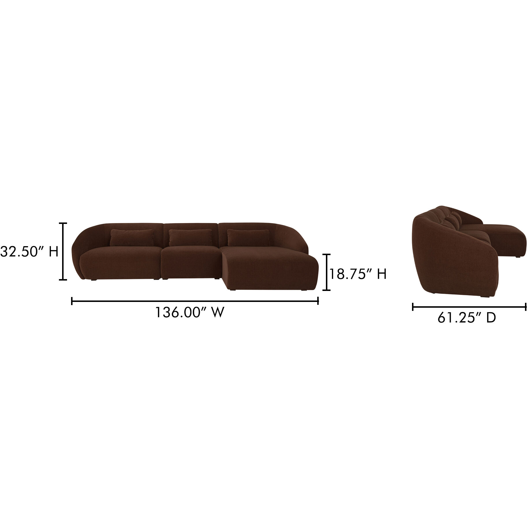 Amelia Brown Modular Right Sectional, Lounge