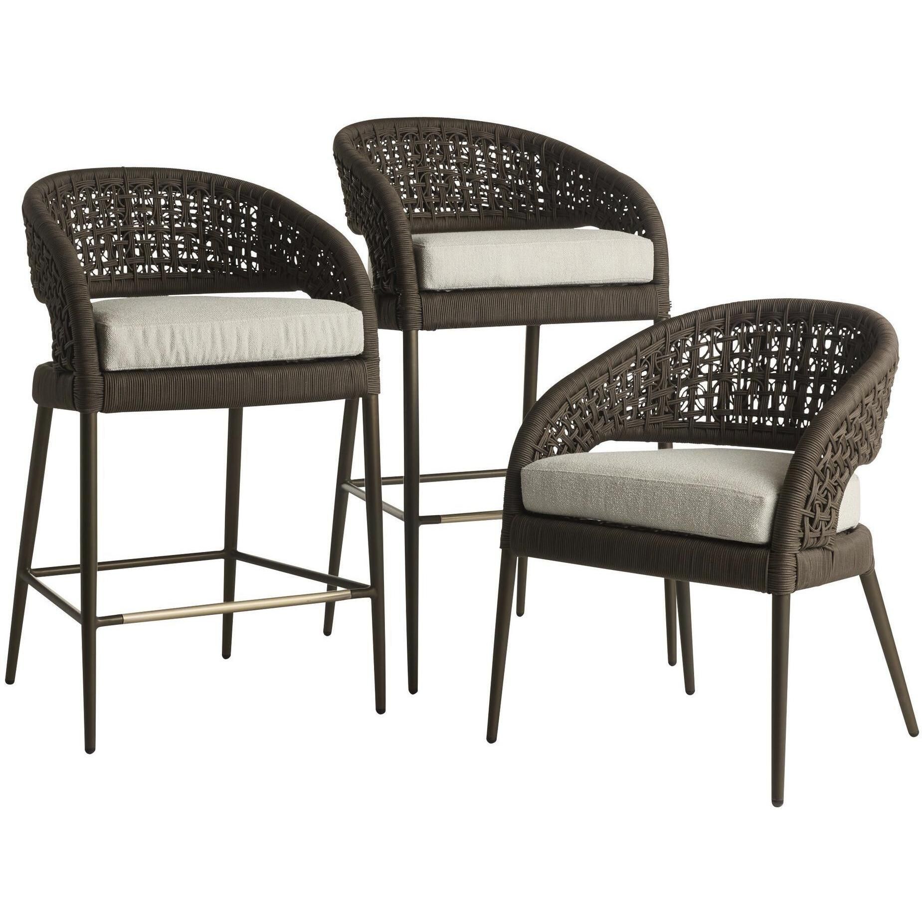 Juri 43.5 inch Porpoise and Charcoal Brown with Dark Gray Outdoor Bar Stool
