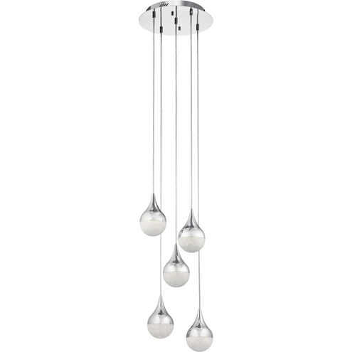 Kiss LED 13.75 inch Chrome Cluster Pendant Ceiling Light, Spiral