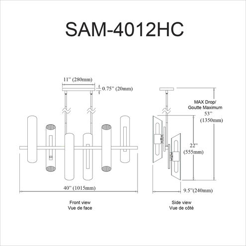 Samantha 12 Light 40 inch Polished Chrome Horizontal Chandelier Ceiling Light