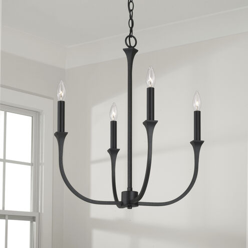 Decklan 4 Light 21.25 inch Black Iron Chandelier Ceiling Light