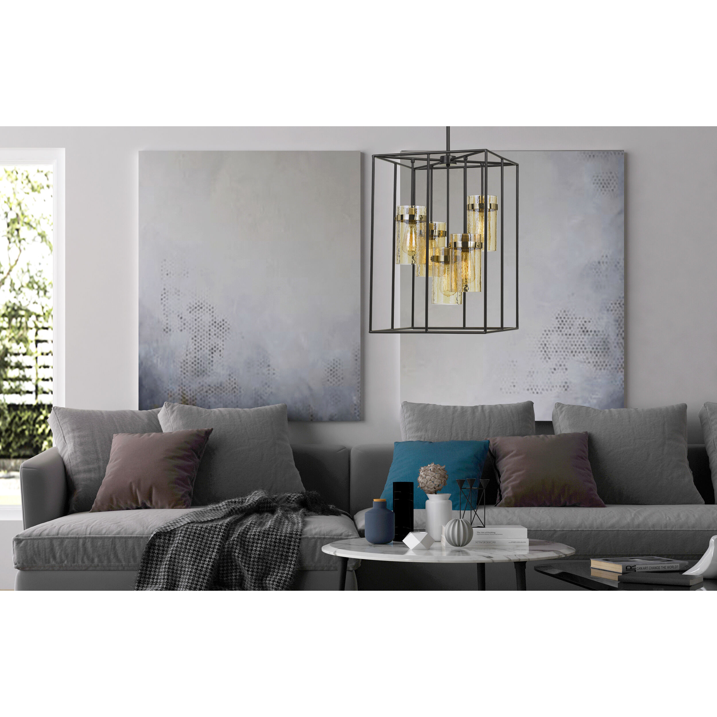 Cremona 5 Light 17 inch Black and Antique Brass Pendant Ceiling Light