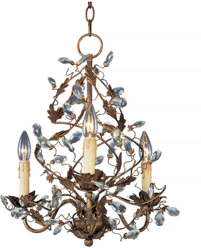 Elegante 3 Light 19 inch Etruscan Gold Mini Chandelier Ceiling Light