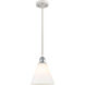 Ballston Cone LED 8 inch White and Polished Chrome Mini Pendant Ceiling Light in Matte White Glass