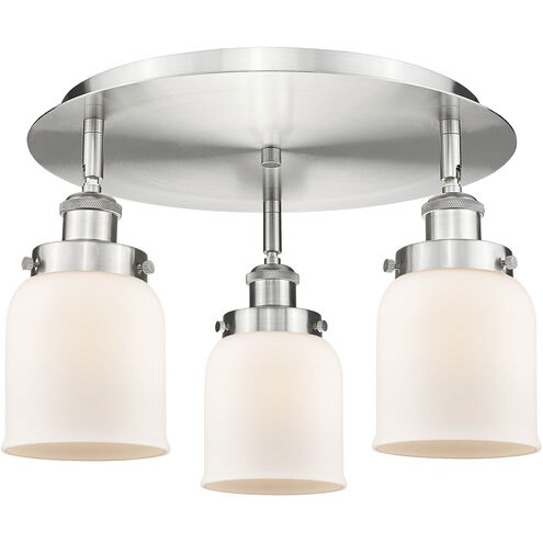 Bell 3 Light 16.75 inch Satin Nickel Flush Mount Ceiling Light in Matte White