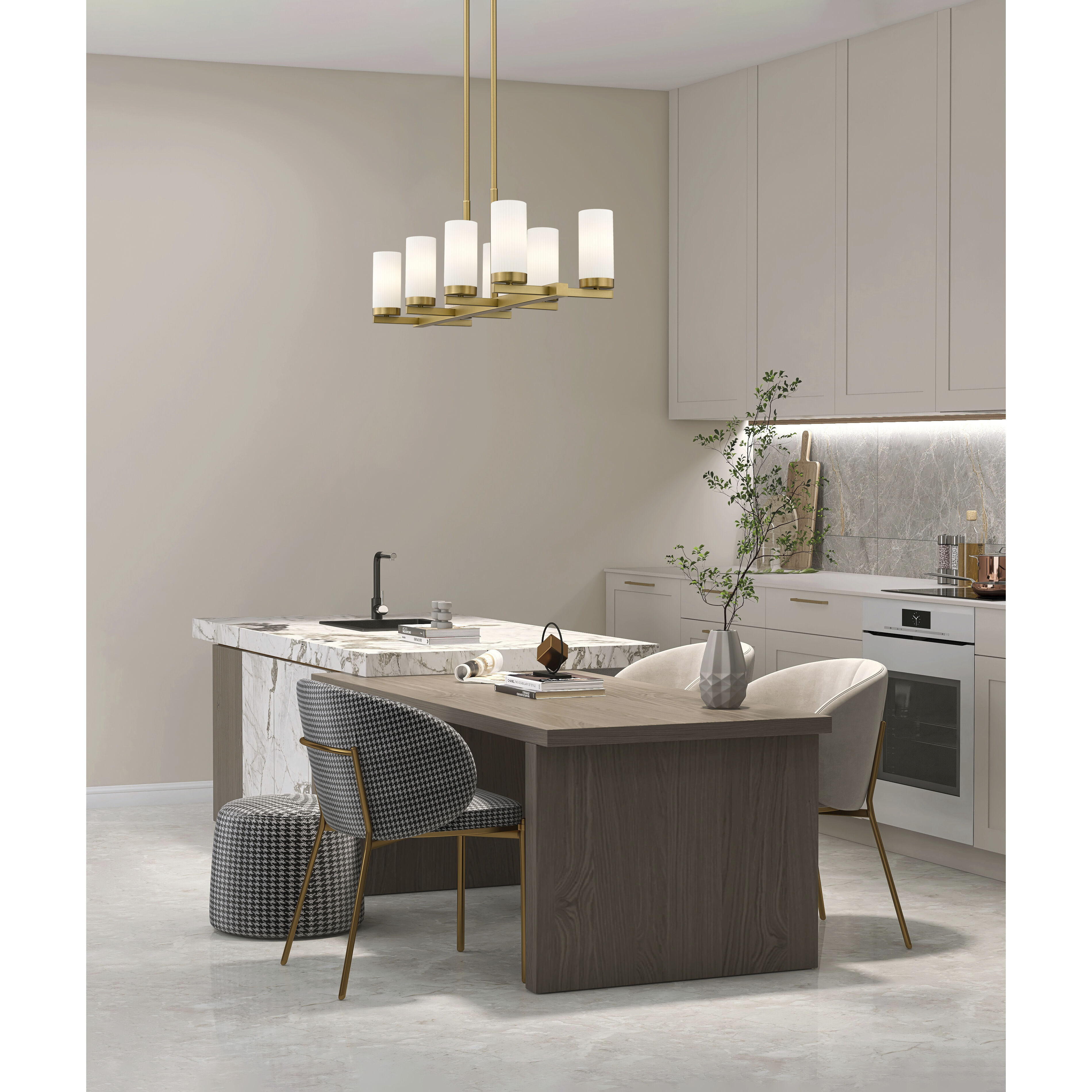 Danica 8 Light 42 inch Modern Gold Linear Chandelier Ceiling Light