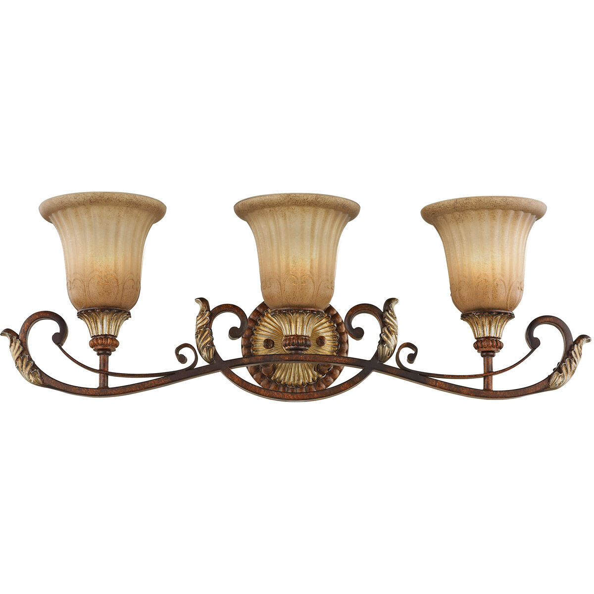 Villa Verona 3 Light 30 inch Verona Bronze with Aged Gold Leaf Accents Bath Vanity Wall Light