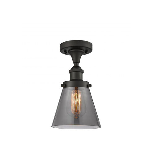 Ballston Small Cone 1 Light 6 inch Oil Rubbed Bronze Semi-Flush Mount Ceiling Light in Plated Smoke Glass, Ballston