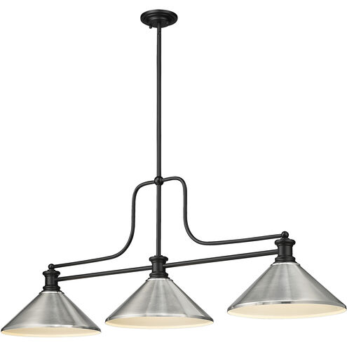 Melange 3 Light 52 inch Matte Black Billiard Light Ceiling Light 