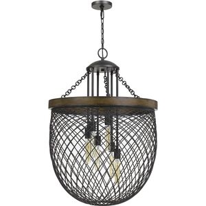 Marion 6 Light 26 inch Bronze with Wood Chandelier Ceiling Light