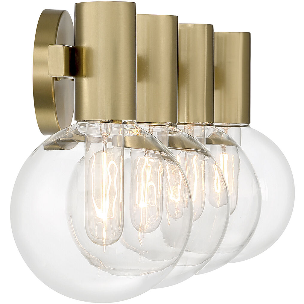 Wright 4 Light 34 inch Warm Brass Bathroom Vanity Light Wall Light